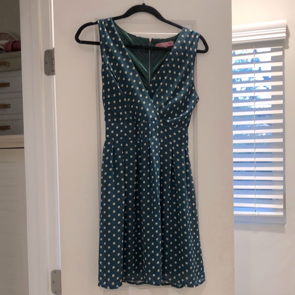 Teal polka dotted dress - M/L